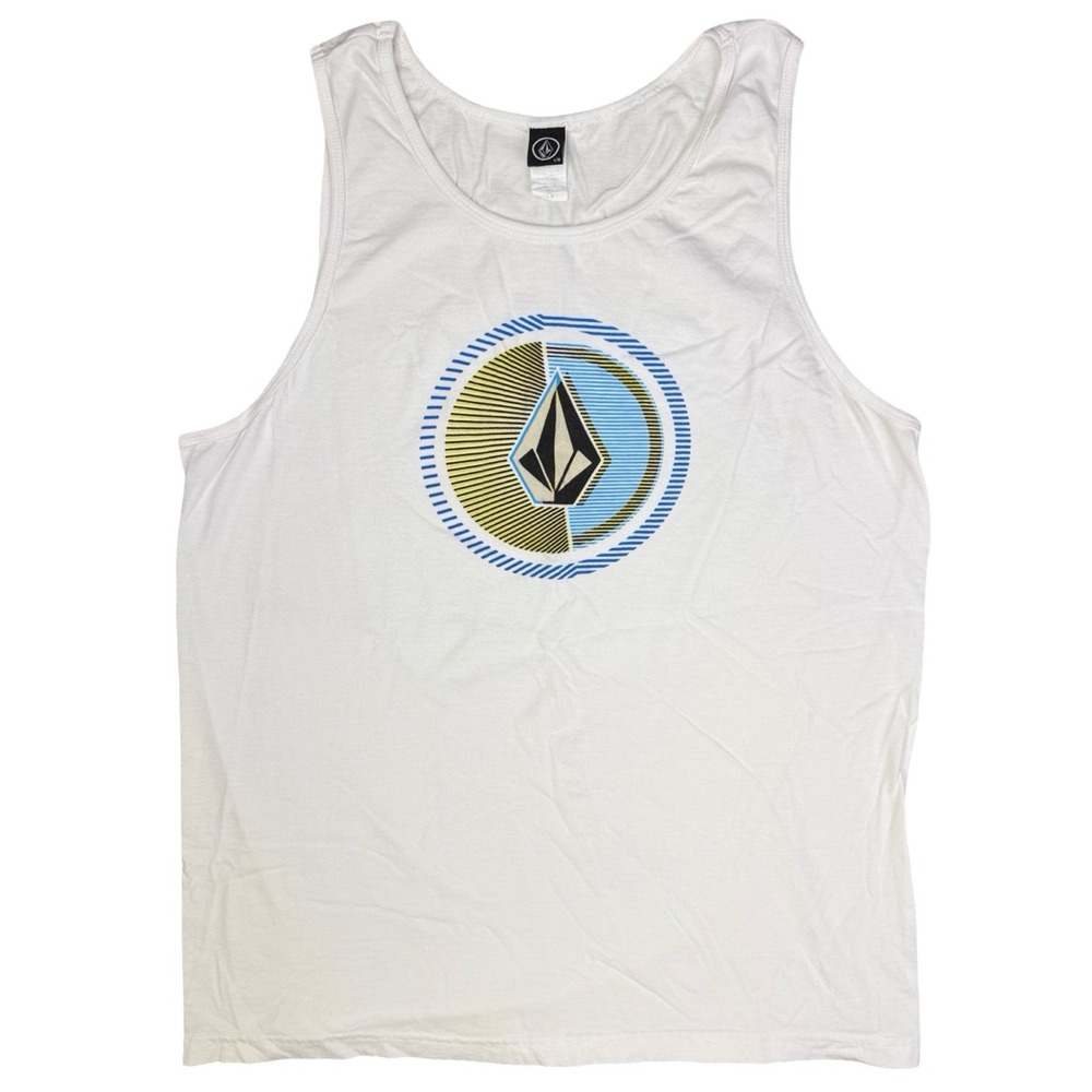 Volcom Tank Top White Logo Graphic Sleeveless Shirt Mens Large
